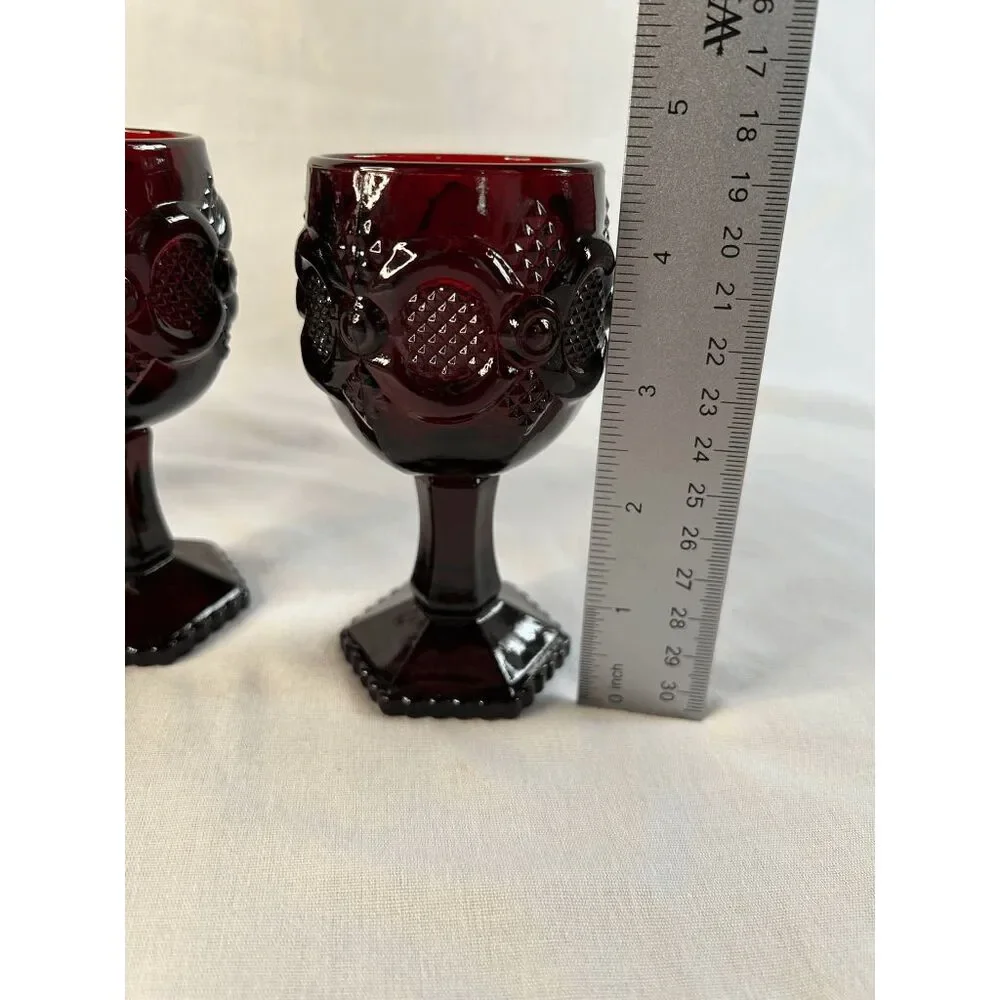 Avon 1876 Cape Cod Ruby Red Small Wine/Cordial Glass Set of Four, 4.5 Inches